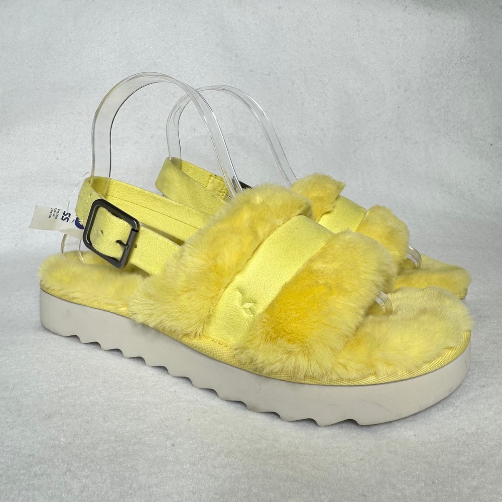 Koolaburra UGG Slingback Faux Fur Sandal Slippers Yellow Size 7 Style 1134590